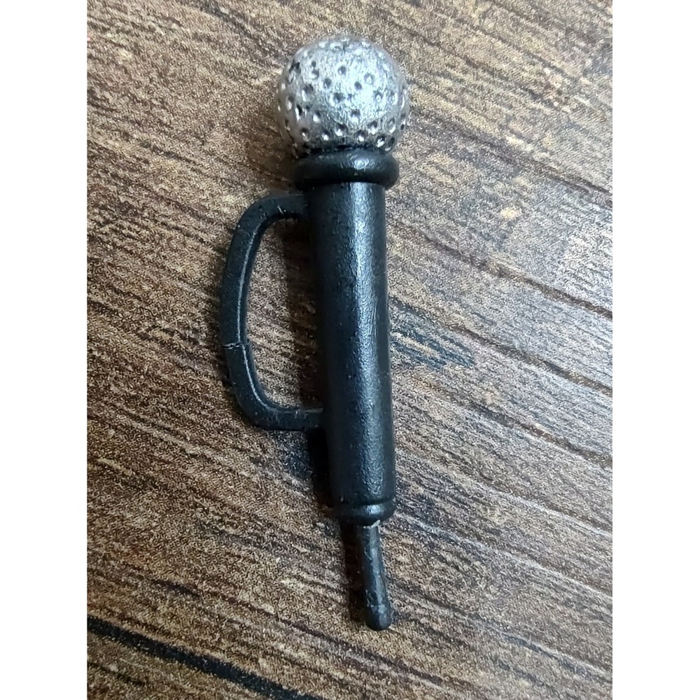 Black Silver Plastic Doll Microphone Accessory Music Theme 1 Piece Worn Spot Z26